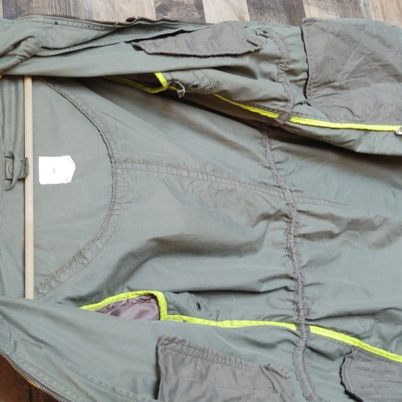 Gap Utility Hooded Olive Green Faux Fur lined  Parka Jacket Sz Small Wom - Picture 16 of 17